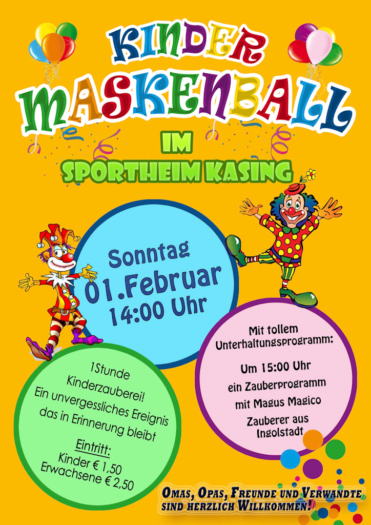 Einladung Kindermaskenball